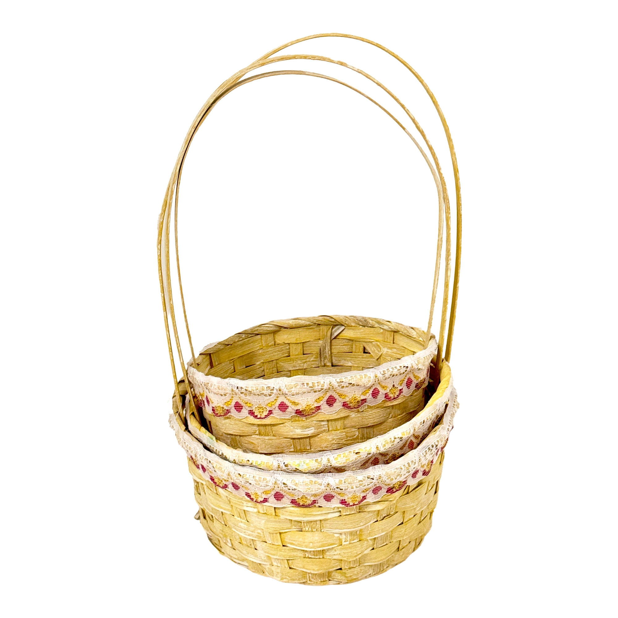 Корзина плетеная "Кант" (бамбук), D17xH9/30 см - D21xH10/34 см, набор (3 шт) Желтый