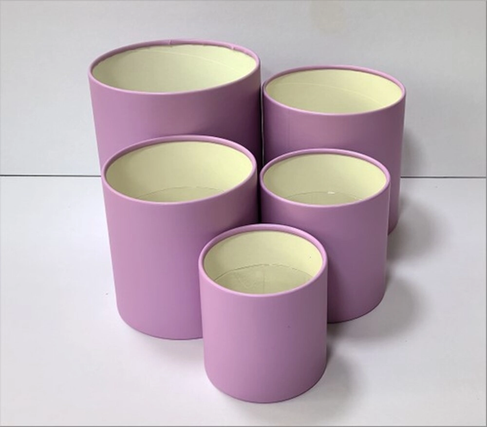 Коробка шляпная, D21xH21 см - D12xH12 см, набор (5 шт), без крышки Сиреневый