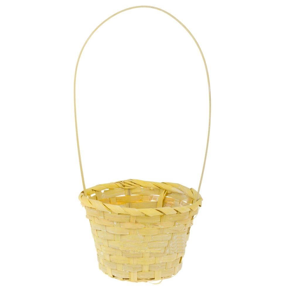 Корзина плетеная (бамбук), D13xH9,5/28 см Светло-желтый