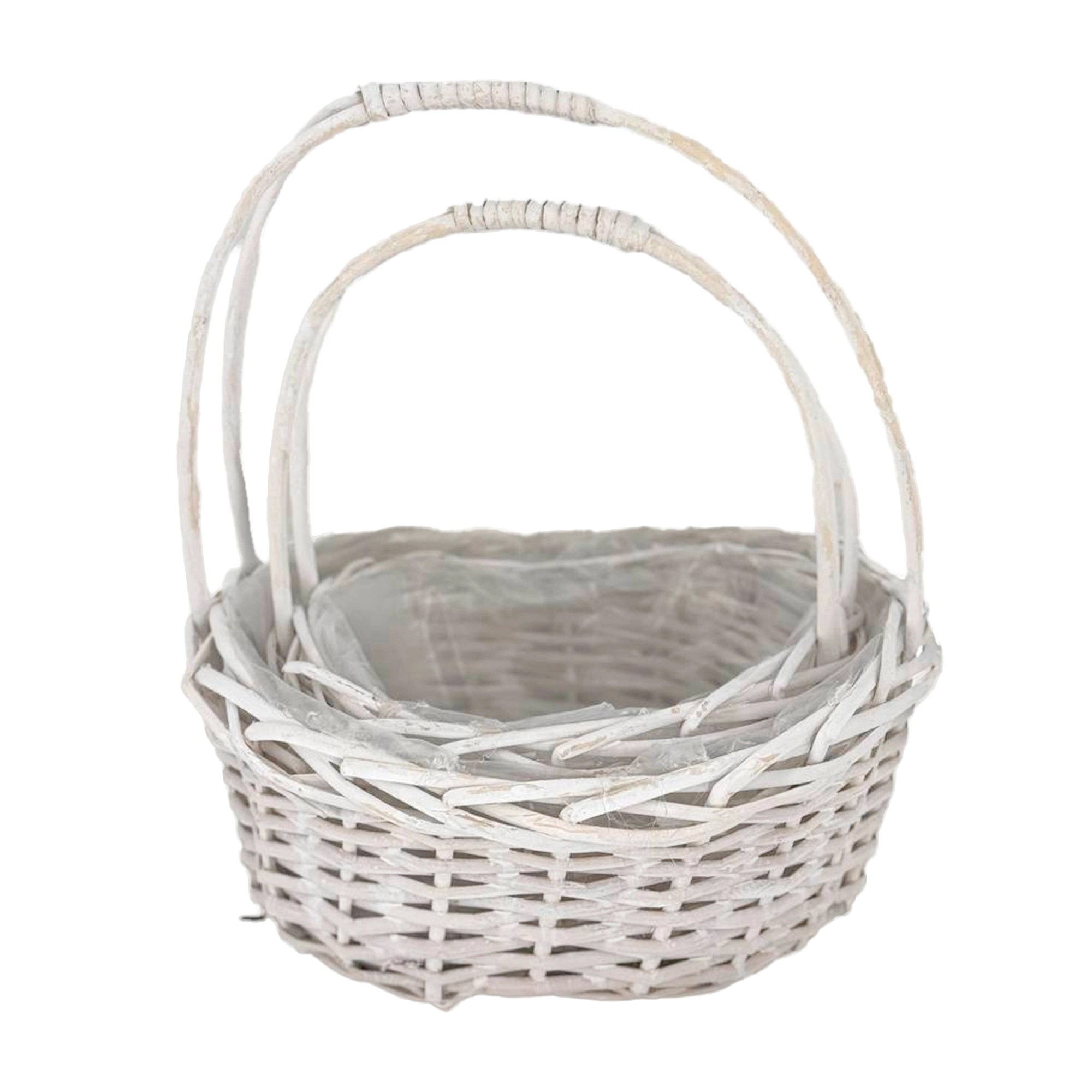 Корзина плетеная (ива), 25x19xH14/30 см, 20x15xH12/24 см, набор (2 шт) Светло-серый