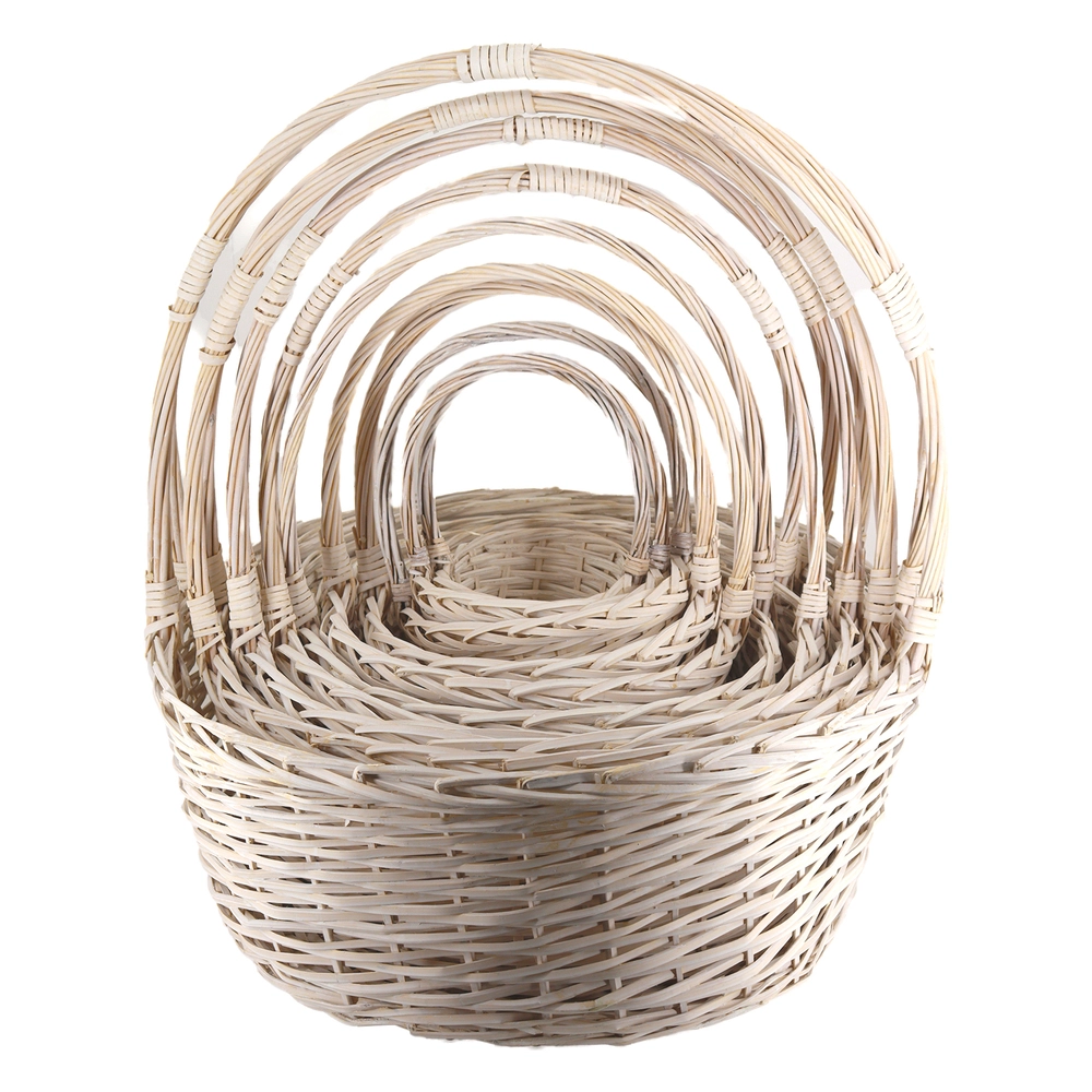 Корзина плетеная (ива), 86x72xH27/80 см - 27x20xH11/29 см, набор (10 шт) Белый