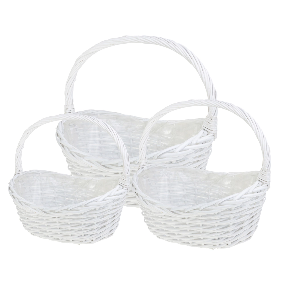 Корзина плетеная (ива), 43x29xH14/38 см - 29x21xH10/28 см, набор (3 шт) Белый