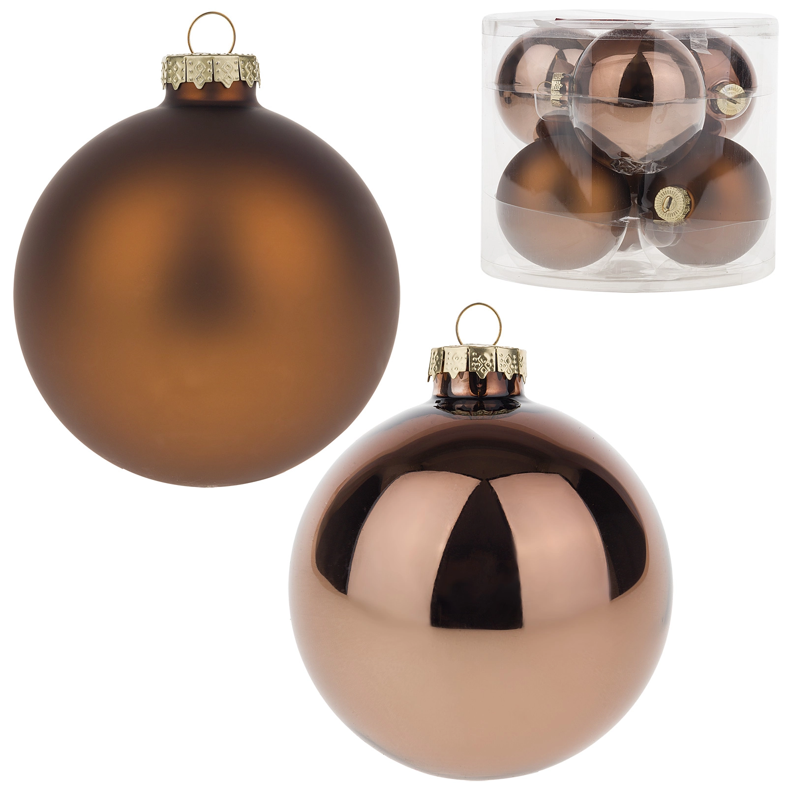 Елочная игрушка "Шар" (стекло), D8 см, набор (6 шт) Коричневый