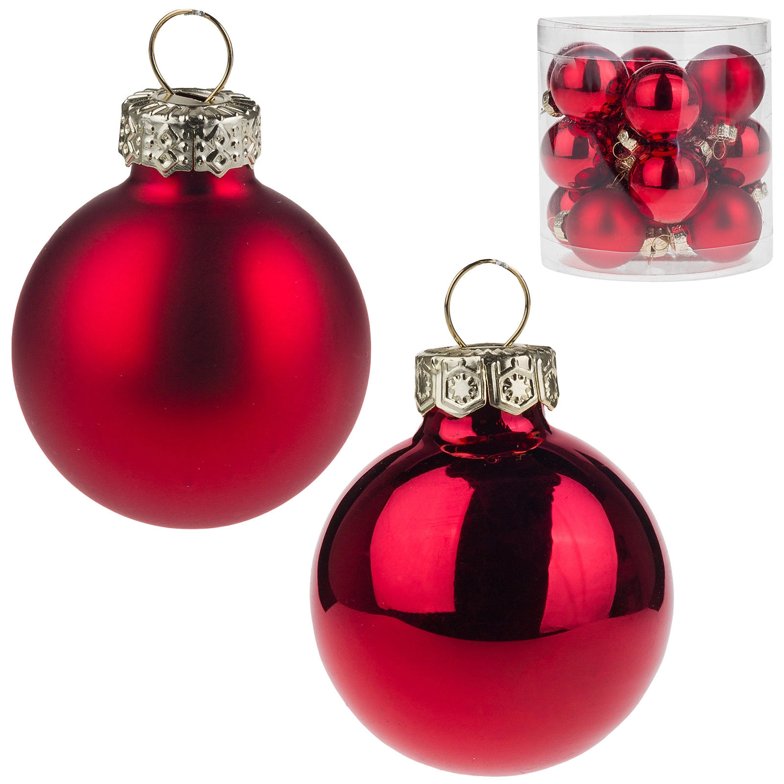 Елочная игрушка "Шар" (стекло), D3 см, набор (16 шт) Красный