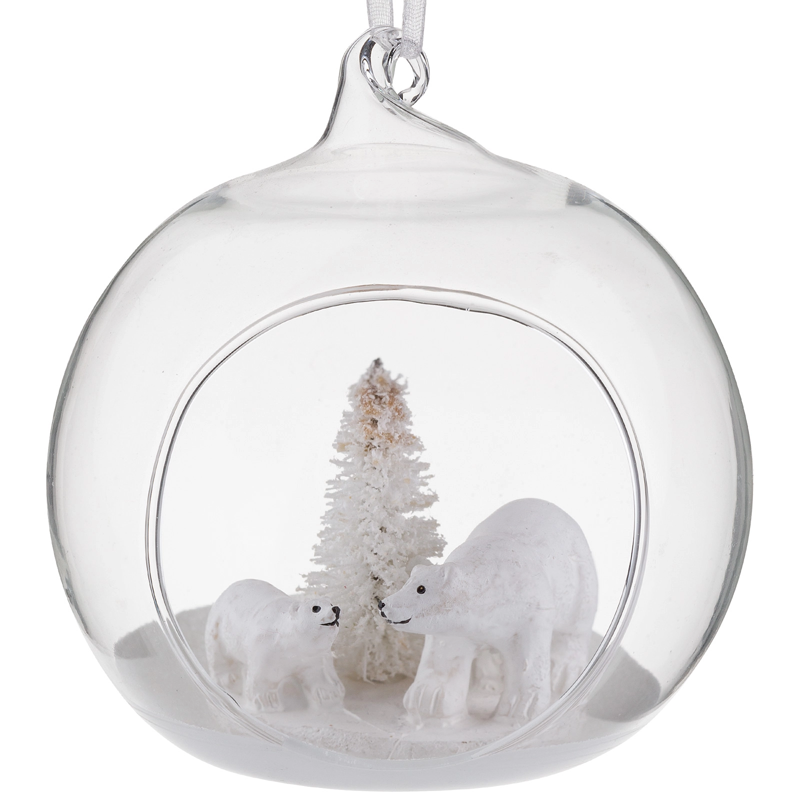 Елочная игрушка "Шар и медведи" (стекло), 8x7xH9 см Прозрачный