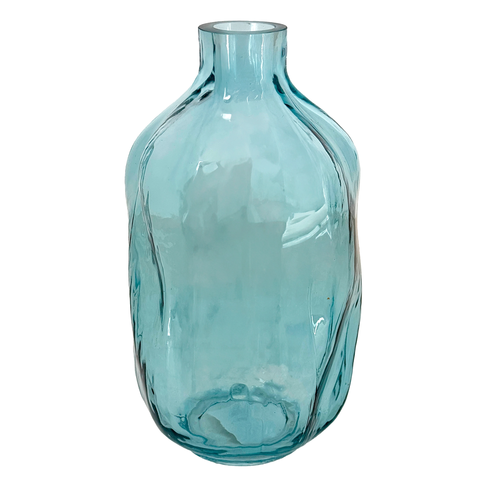 Ваза "Бутыль мятый" (стекло), D14xH27 см Голубой