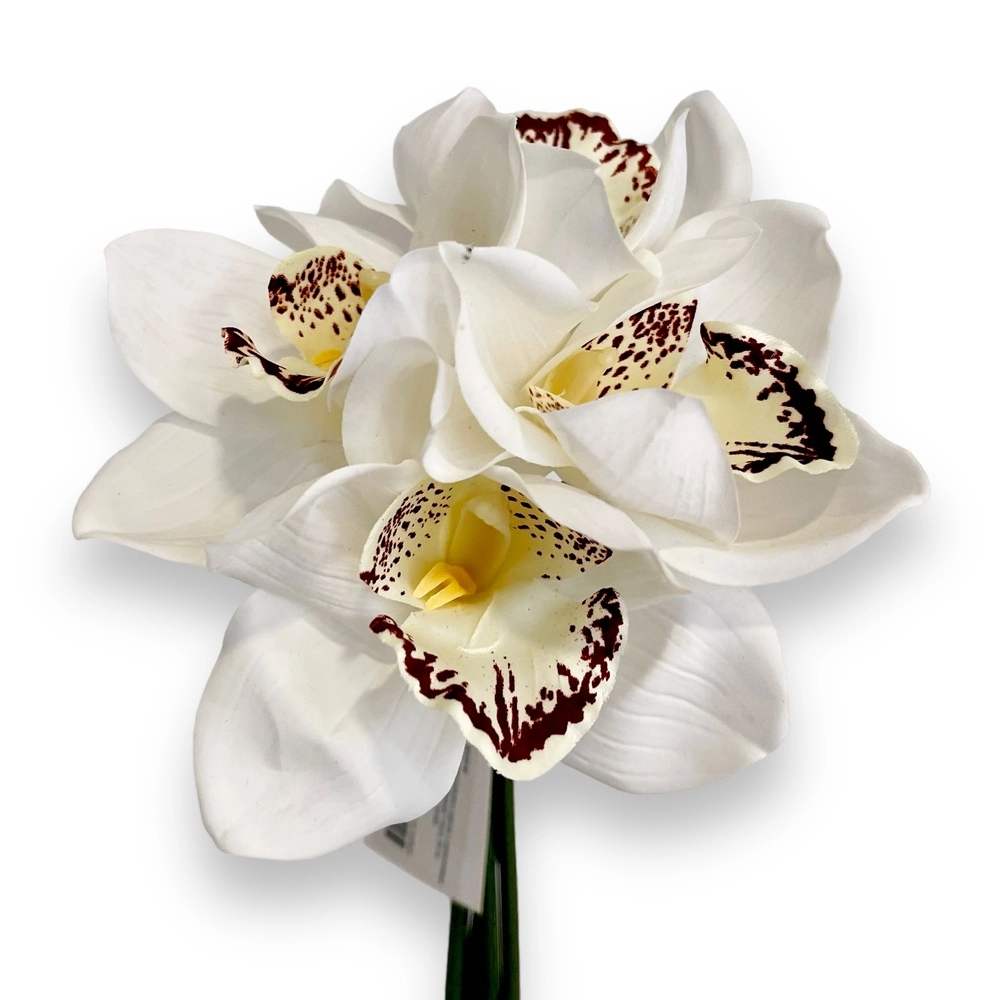 Букет искусственных цветов "Цимбидиум" , H25 см, с силиконовым покрытием Белый