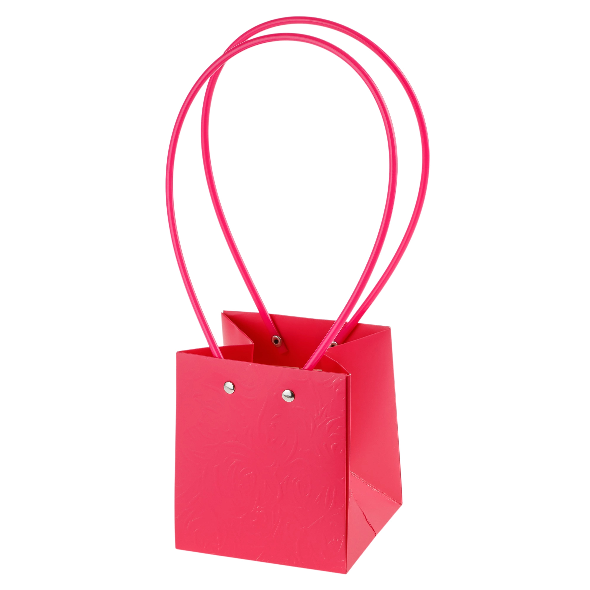 Сумка подарочная "Roses" (картон), 11,5x10,5xH13 см, набор (10 шт), с ламинацией Фуксия