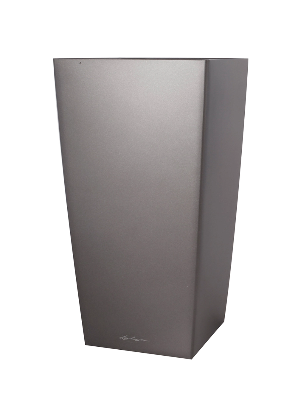 Кашпо Lechuza "Cubico Complete charcoal metallic" (пластик), 40x40xH75 см Антрацитовый металлик