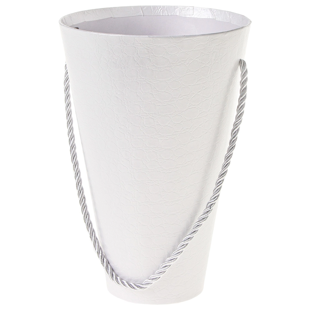 Коробка-кашпо "Конус", D13,5xH20 см, с ручкой Белый