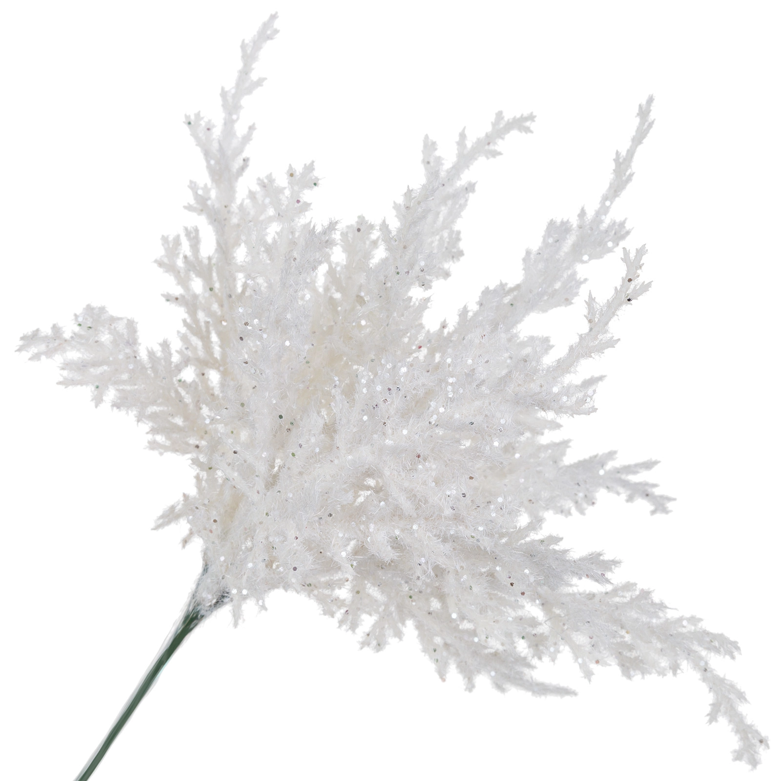 Ветка искусственная (пластик), H31 см, с глиттером Белый
