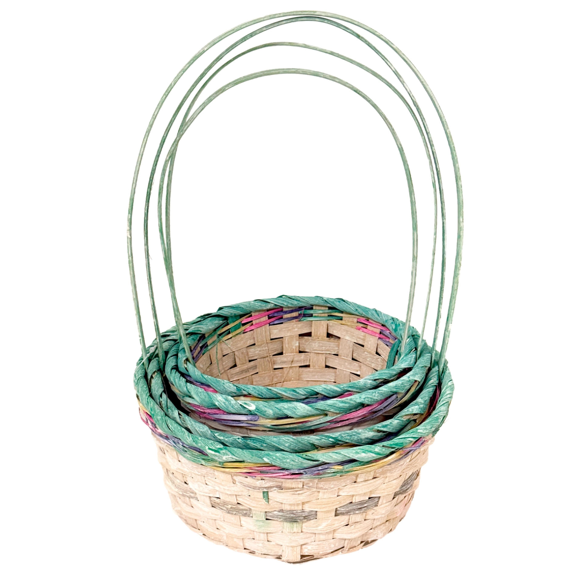 Корзина плетеная "Кант" (бамбук), D17xH9/30 см - D24xH11/35 см, набор (4 шт) Зеленый