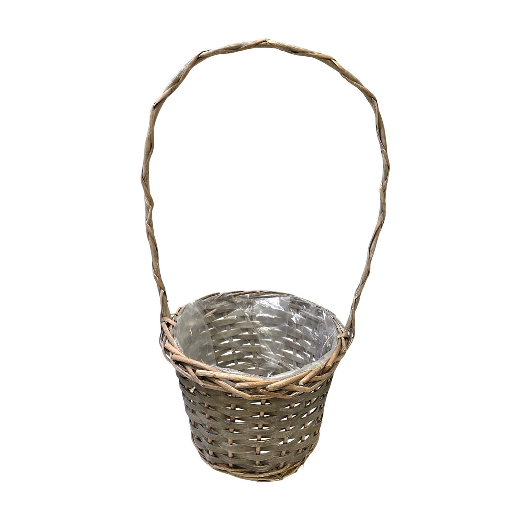 Корзина плетеная "Кант" (ива), D25xH18/55 см Коричневый-серый