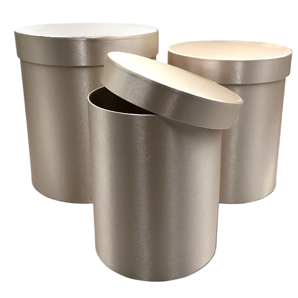 Коробка шляпная, D25xH30 см - D18xH23,5 см, набор (3 шт) Пудровый