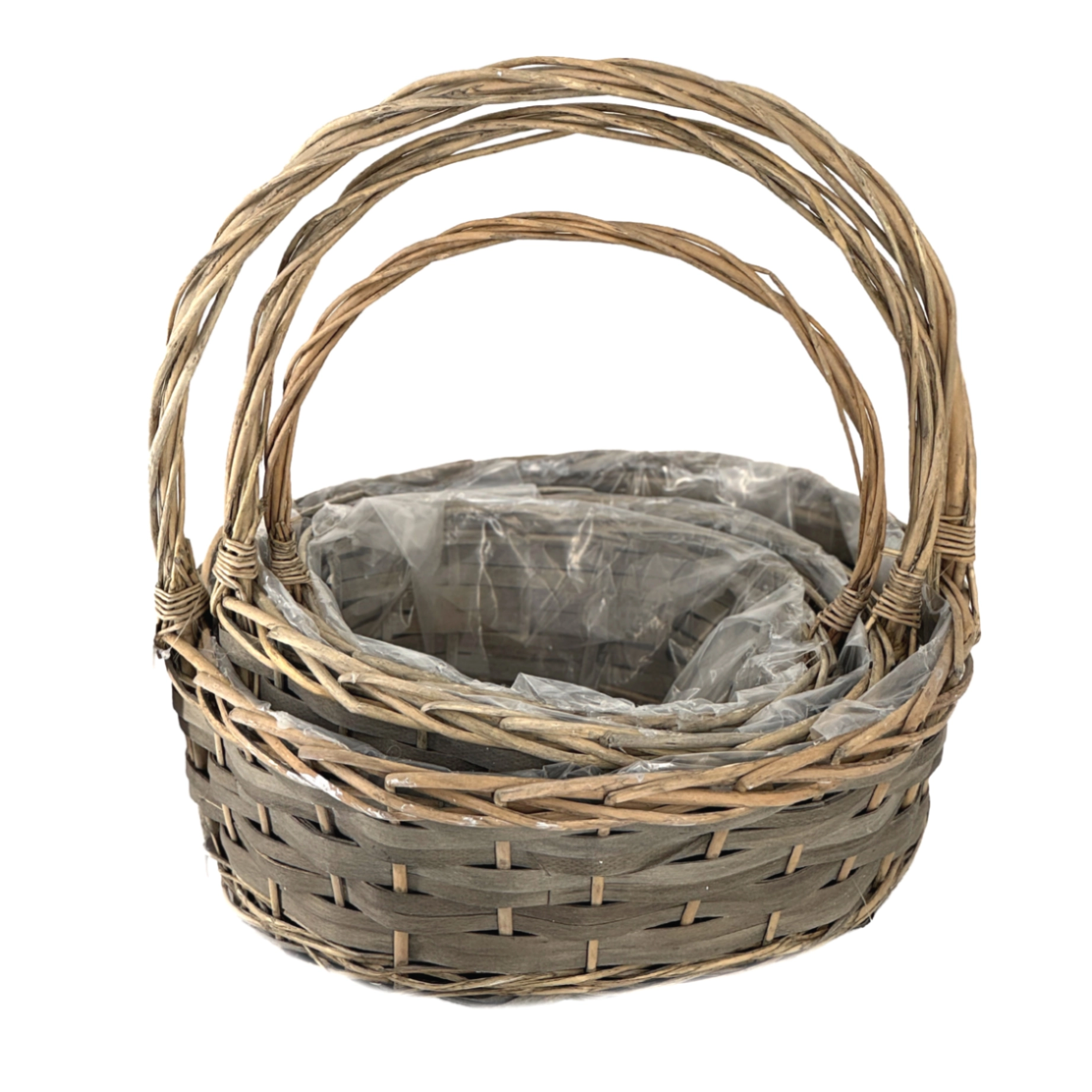 Корзина плетеная "Кант" (ива), 35x32xH14/38 см - 25x20xH11/30 см, набор (3 шт) Серый