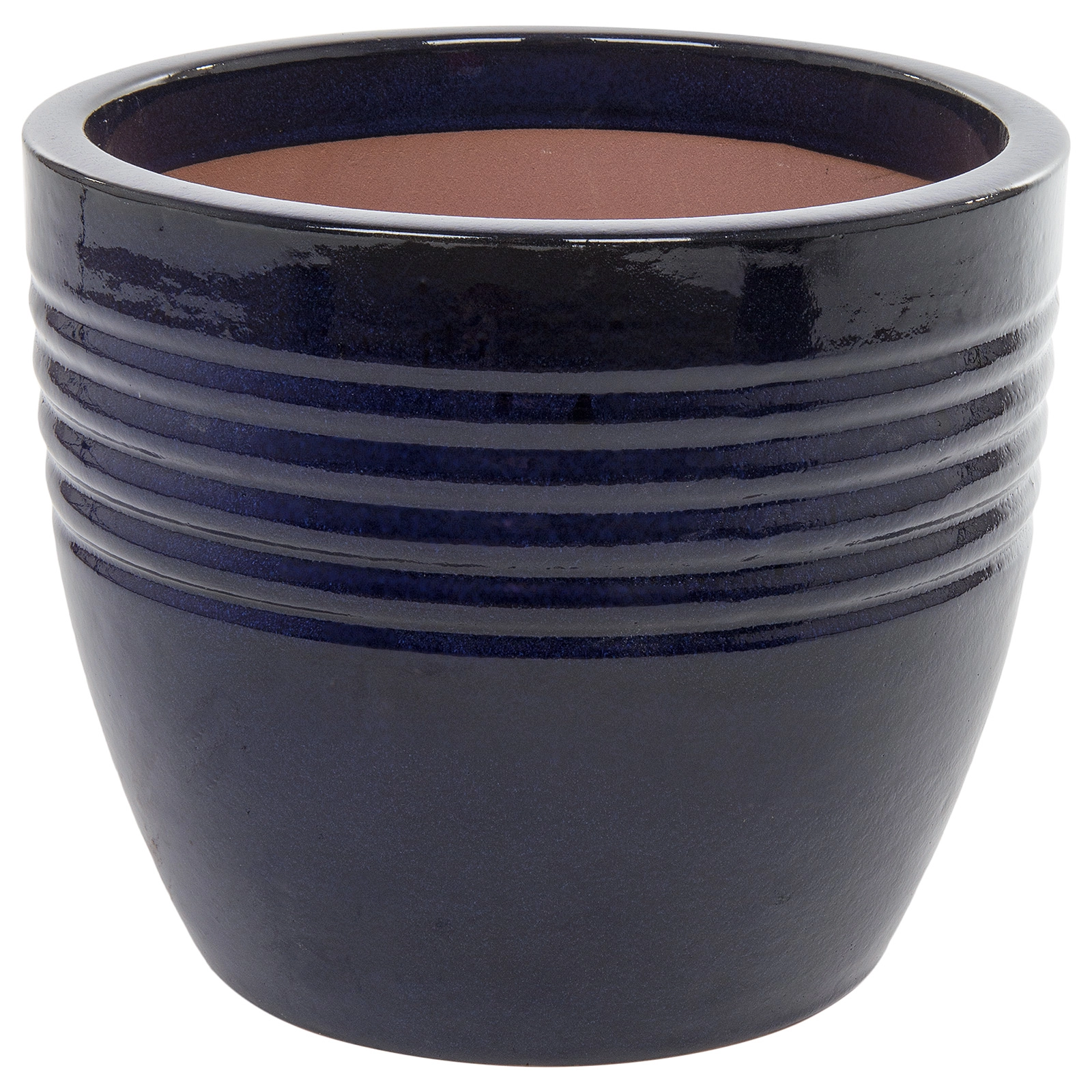 Кашпо Nobilis Marco "Dark Blue Relief Round" (керамика), D35хH29,5 см Синий