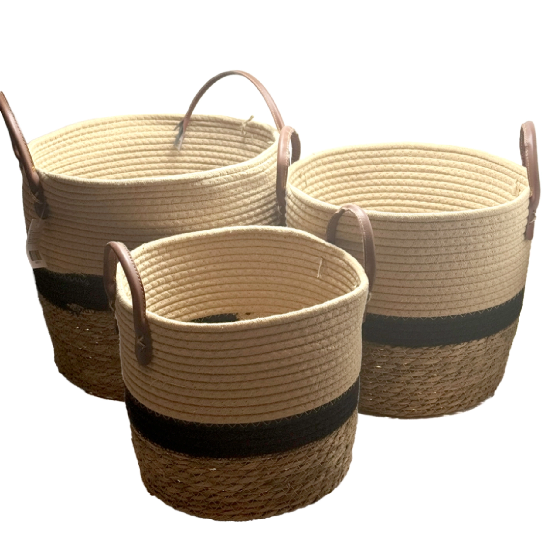 Корзина плетеная (водоросли), D27xH23 см - D34xH29 см, набор (3 шт) Натуральный