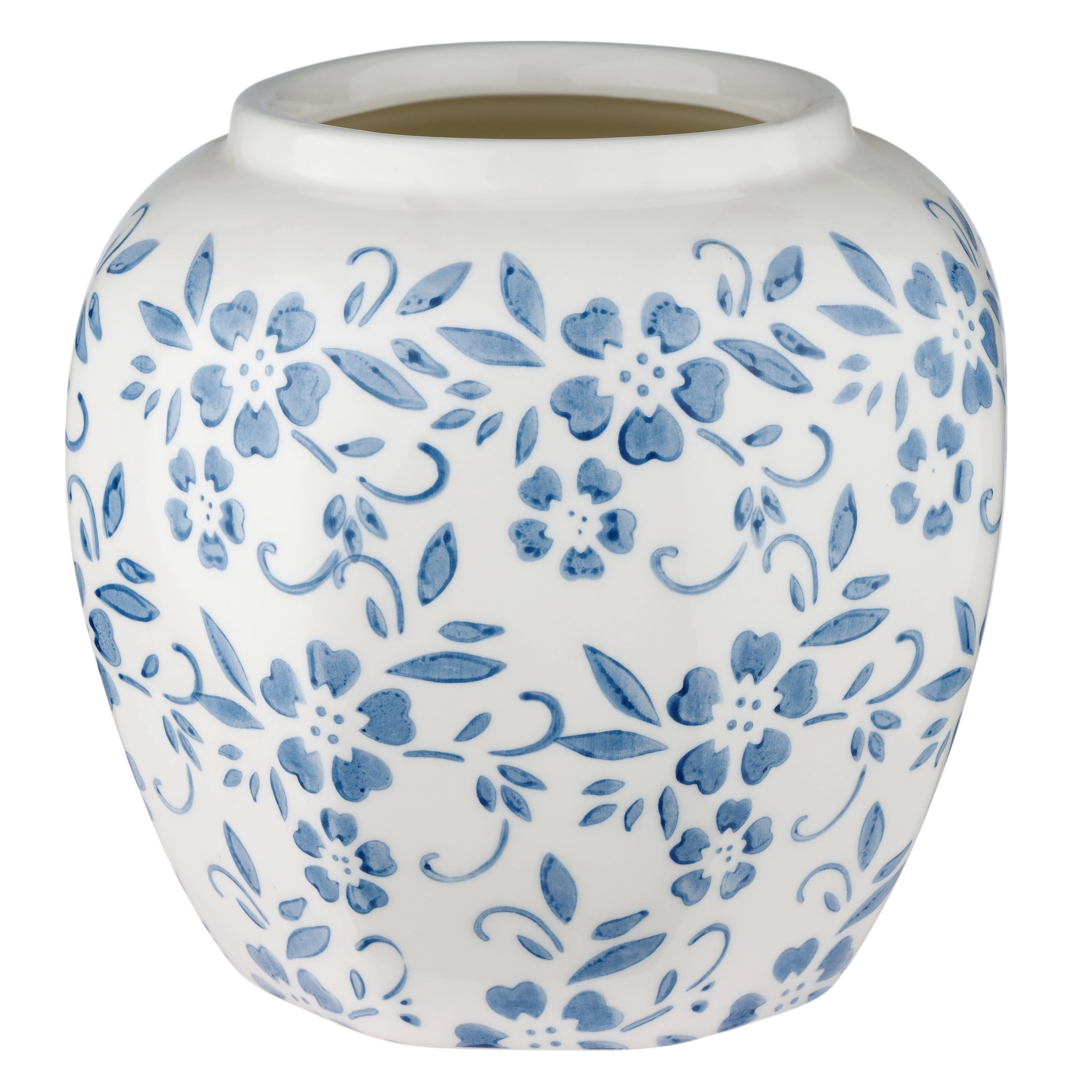 Ваза "Flower Blue" (керамика), D18xH17,5 см Белый-синий