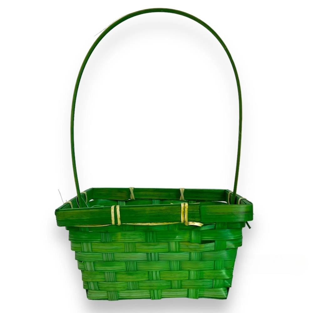 Корзина плетеная (бамбук), 19x14,5xH9/37 см Зеленый