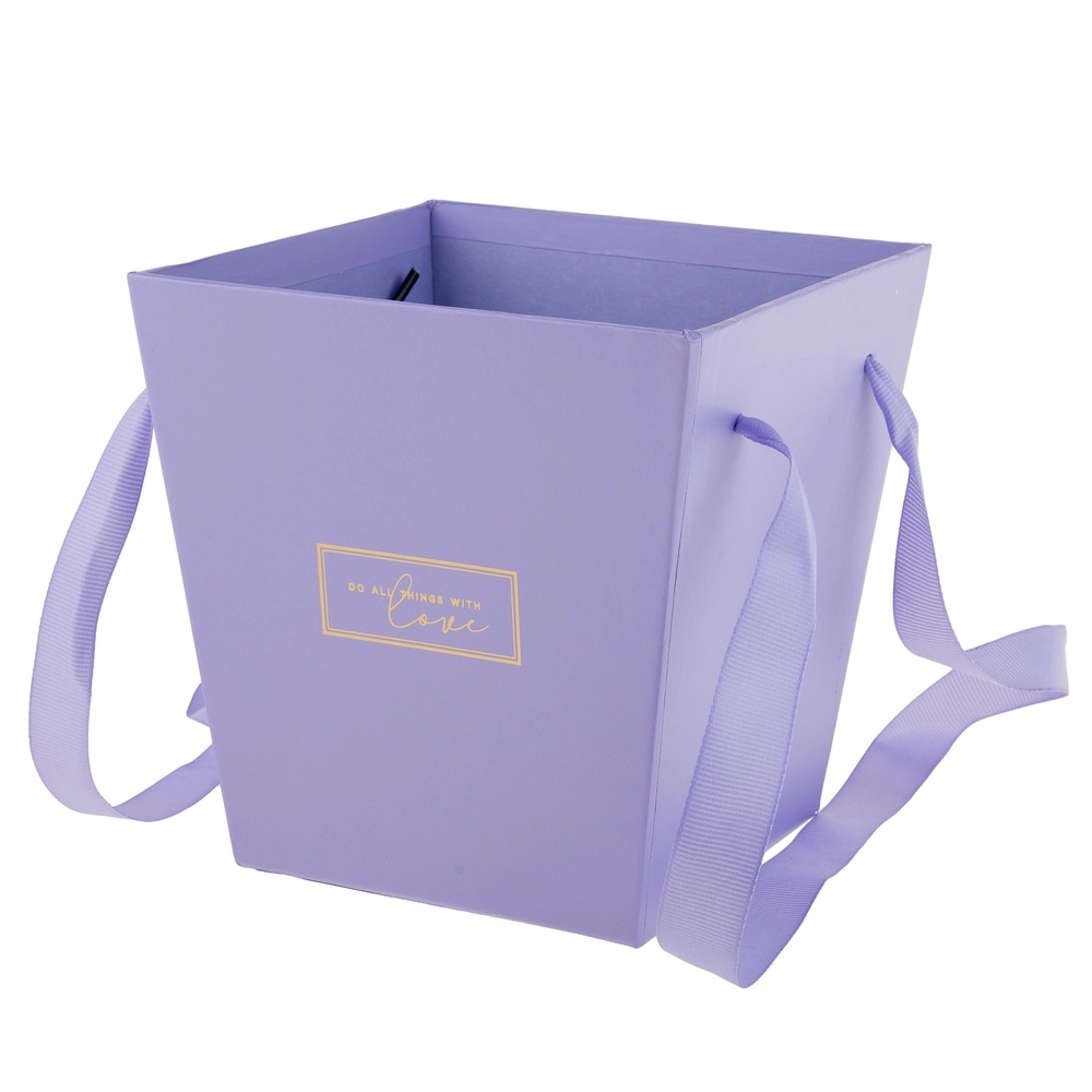 Коробка-кашпо "Трапеция/Принт", 14,5x11xH15 см, с ручкой Фиолетовый