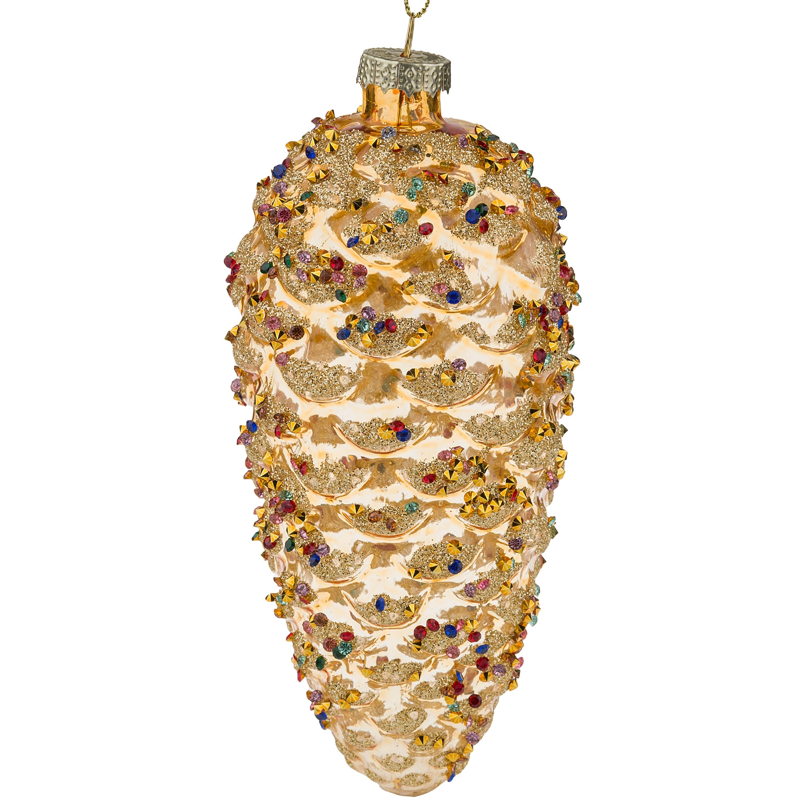 Елочная игрушка "Шишка" (стекло), 7xH14 см Золотой