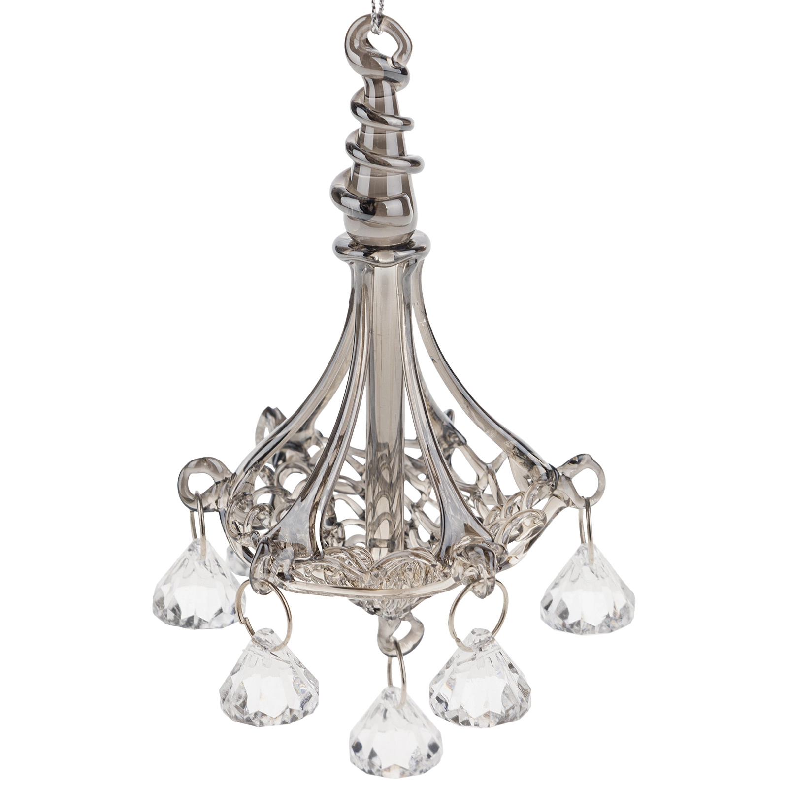 Елочная игрушка "Люстра" (стекло), 7xH15,5 см Серебряный