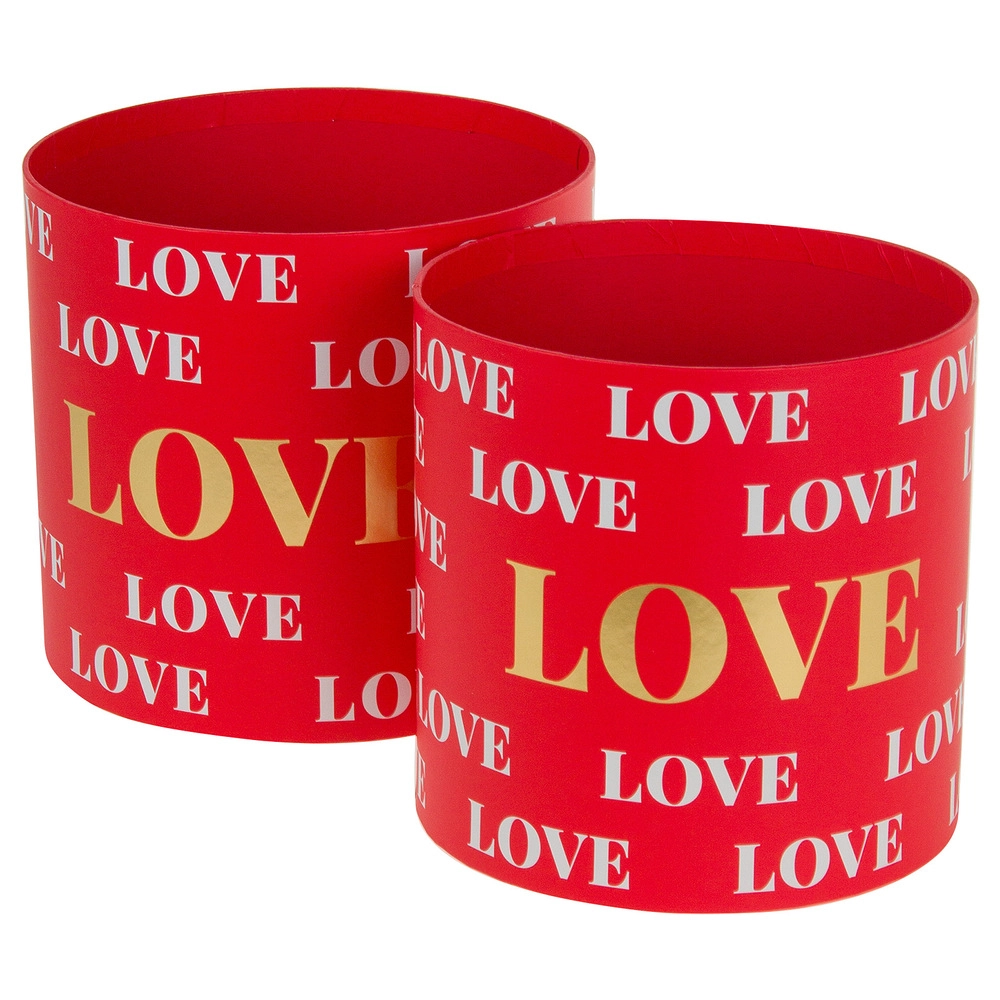 Коробка шляпная "Принт", D19xH17 см, D17xH16,5 см, набор (2 шт), без крышки Красный