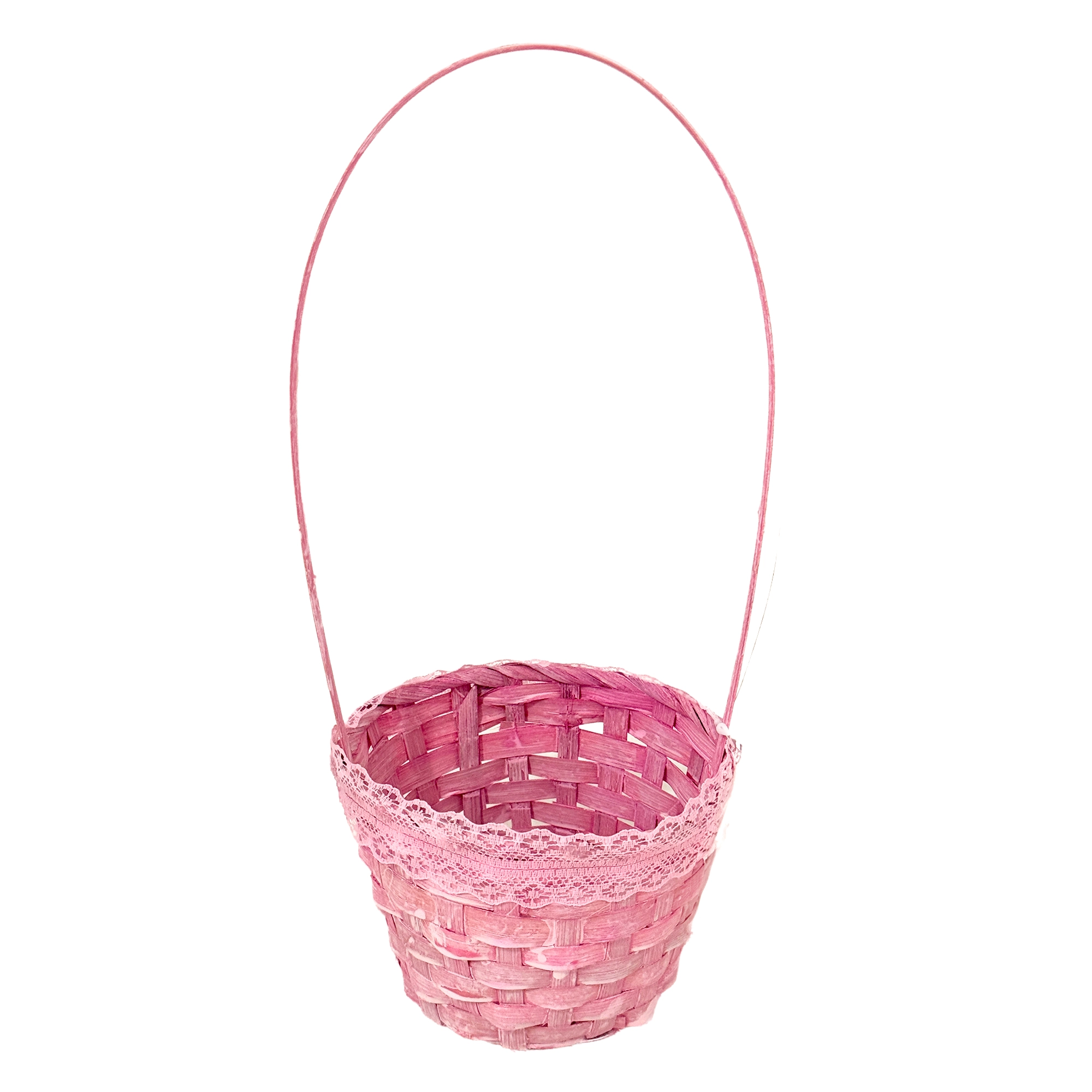 Корзина плетеная "Кант" (бамбук), D13xH9,5/28 см Розовый