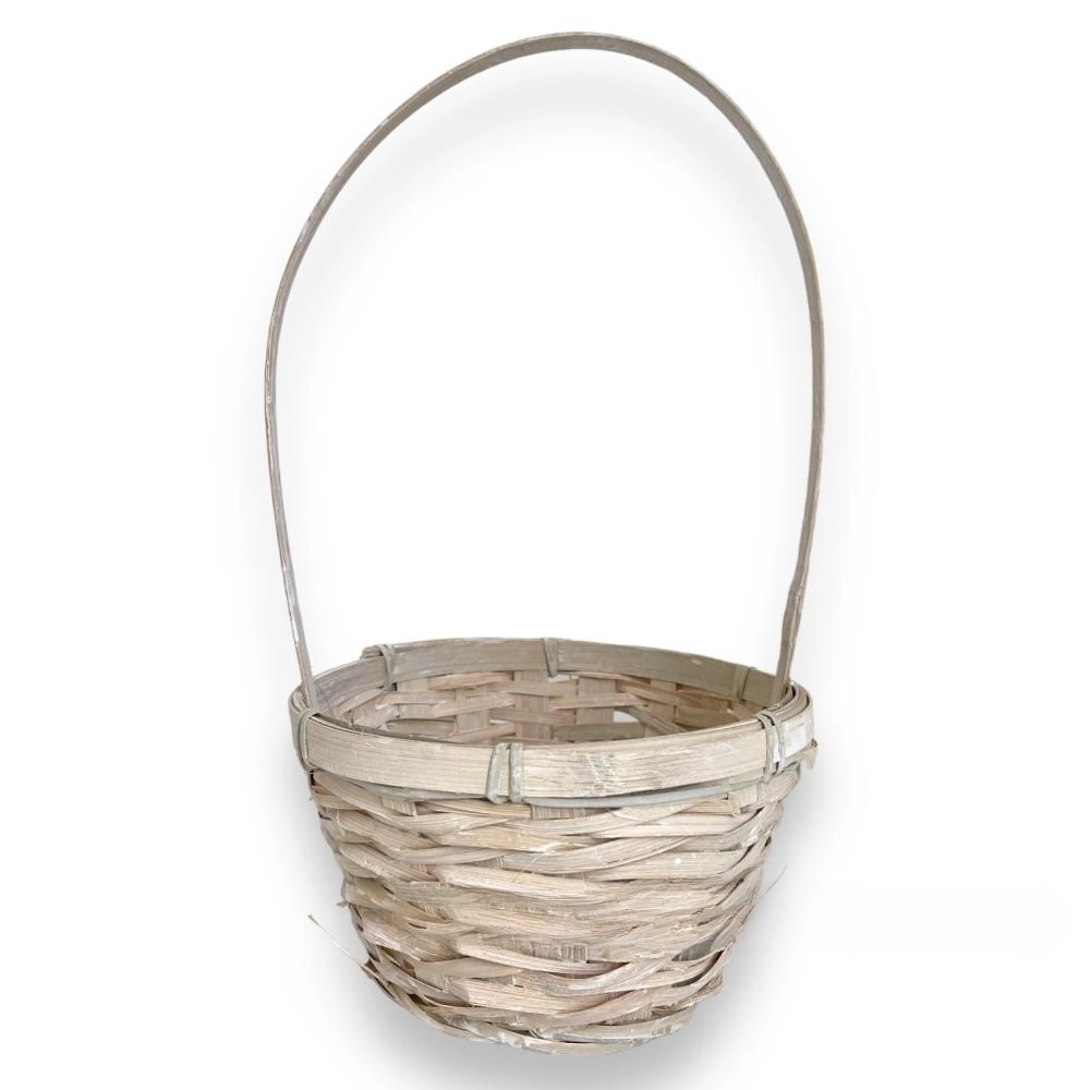 Корзина плетеная (бамбук), D17xH10,5/33 см Белый