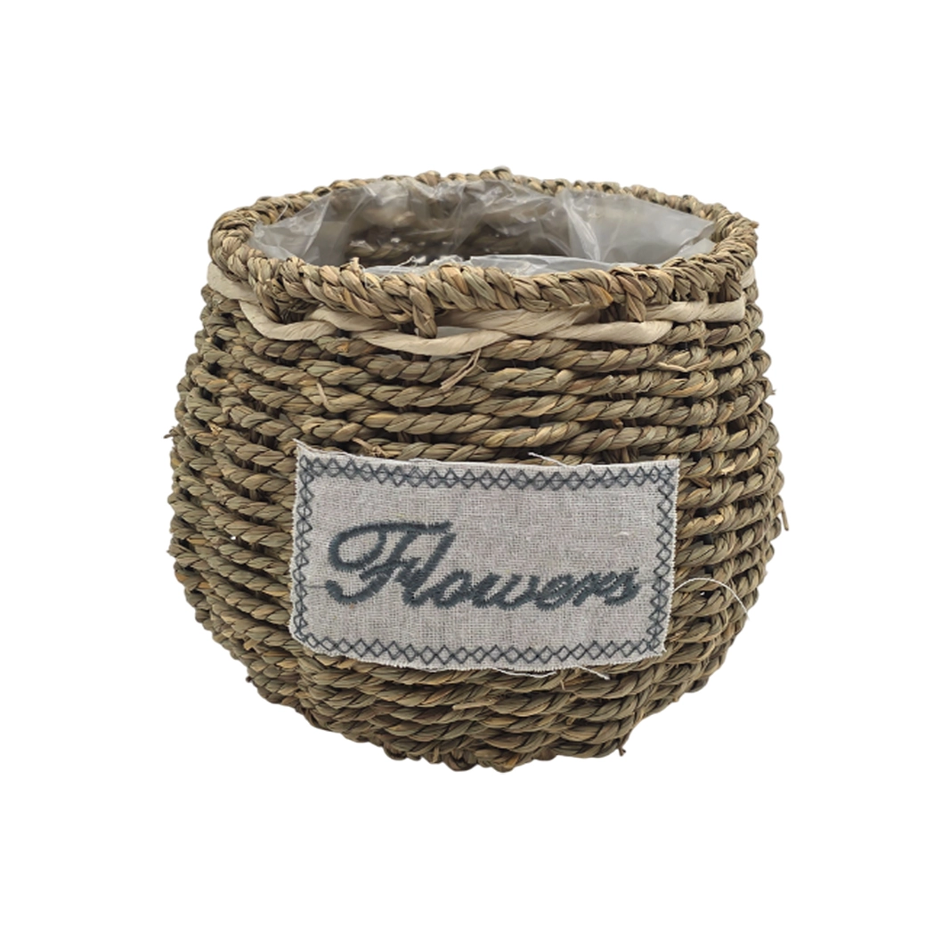 Кашпо плетеное (трава), D17xH15 см Натуральный
