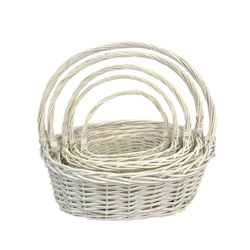 Корзина плетеная (ива), 52x42xH16/48 см - 28x19xH9/26 см, набор (5 шт) Белый