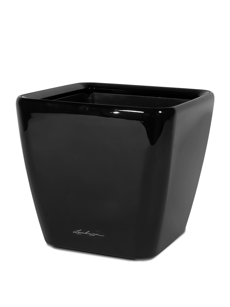 Кашпо Lechuza "Quadro LS Complete black high gloss" (пластик), 43x43xH40 см Черный блестящий