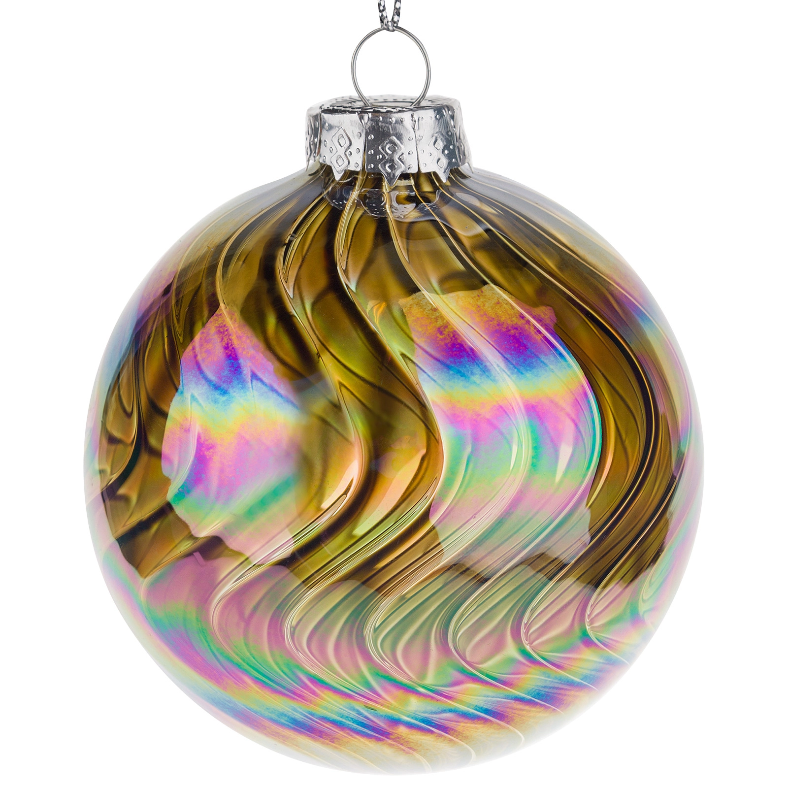 Елочная игрушка "Шар" (стекло), D8 см Золотой-черный