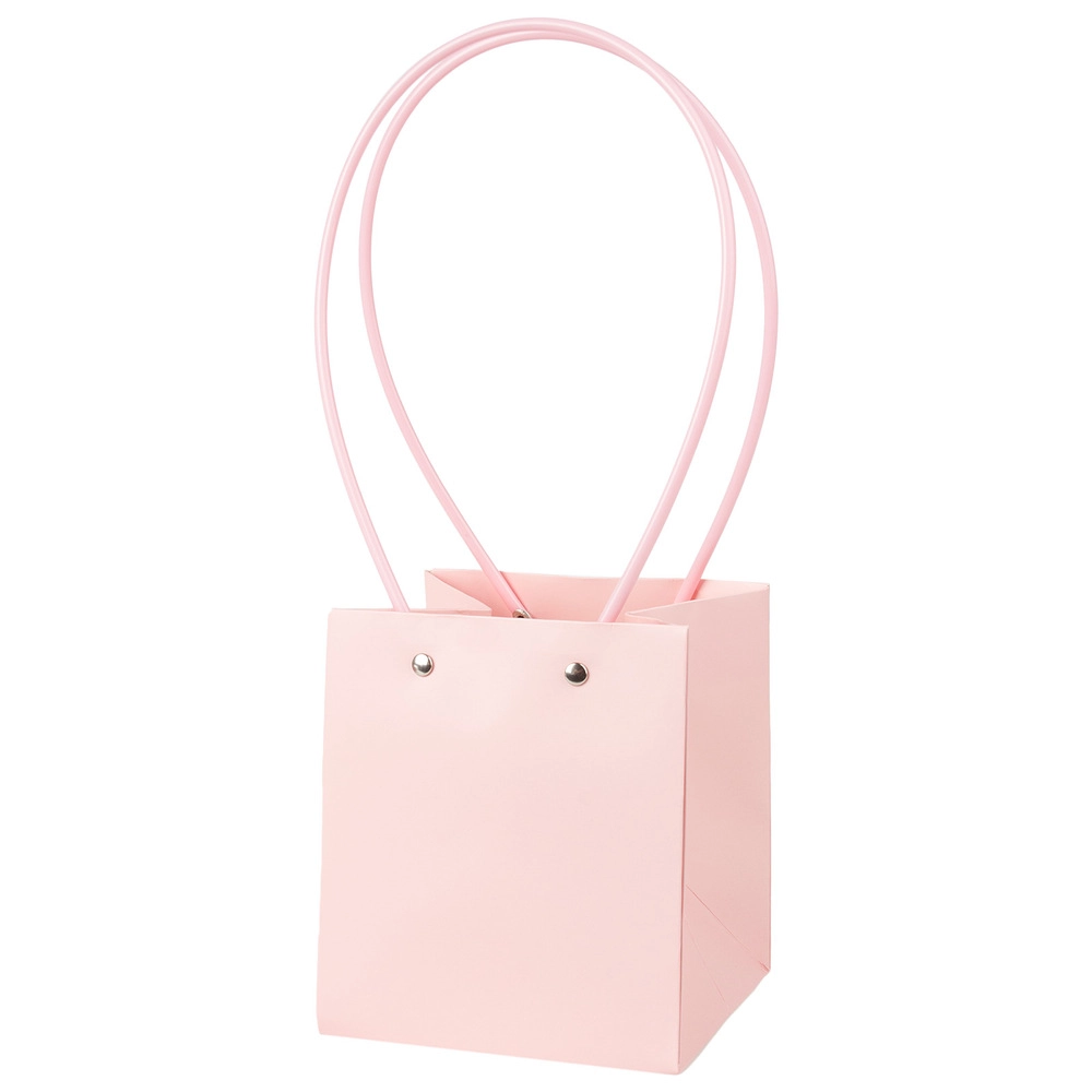 Сумка подарочная (картон), 13x12xH15 см, набор (10 шт), с ламинацией Розовый