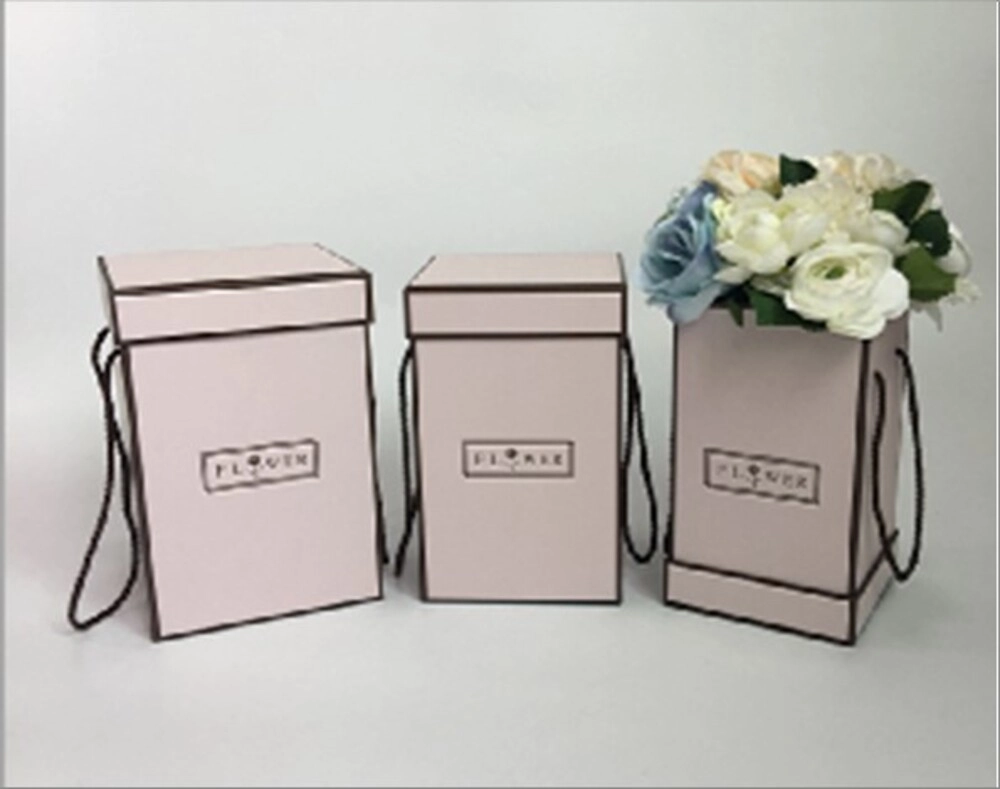 Коробка подарочная "Flower", 17x17xH25 см - 14x14xH23 см, набор (3 шт), с ручкой Розовый