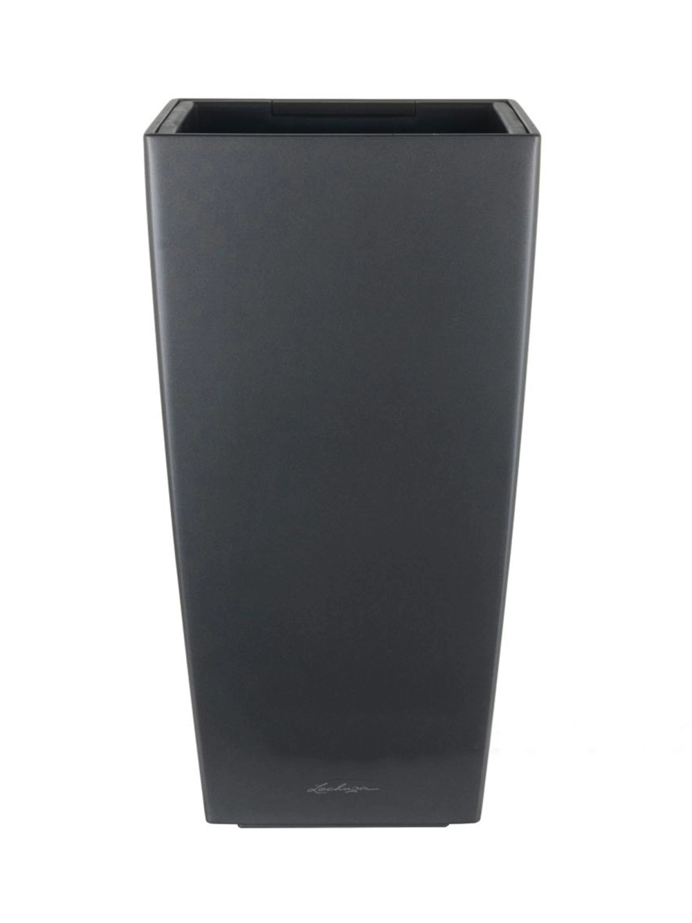 Кашпо Lechuza "Cubico Complete charcoal metallic" (пластик), 30x30xH56 см Антрацитовый металлик