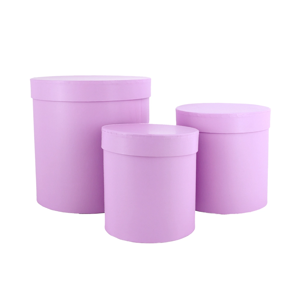 Коробка шляпная, D21xH21 см - D14xH14 см, набор (3 шт) Светло-фиолетовый