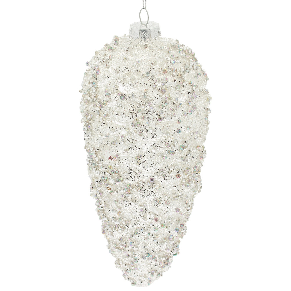 Елочная игрушка "Шишка" (стекло), D9xH21 см Белый