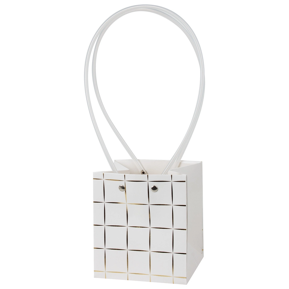 Сумка подарочная "Полосы" (картон), 11,5x10,5xH13 см, набор (10 шт), с ламинацией Белый