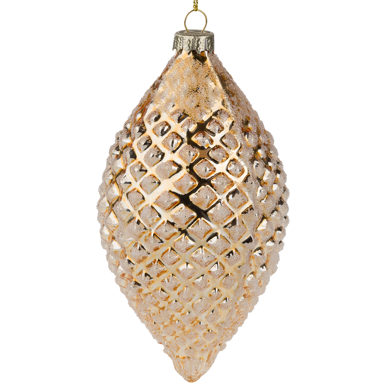 Елочная игрушка "Олива" (стекло), D8xH14 см Золотой