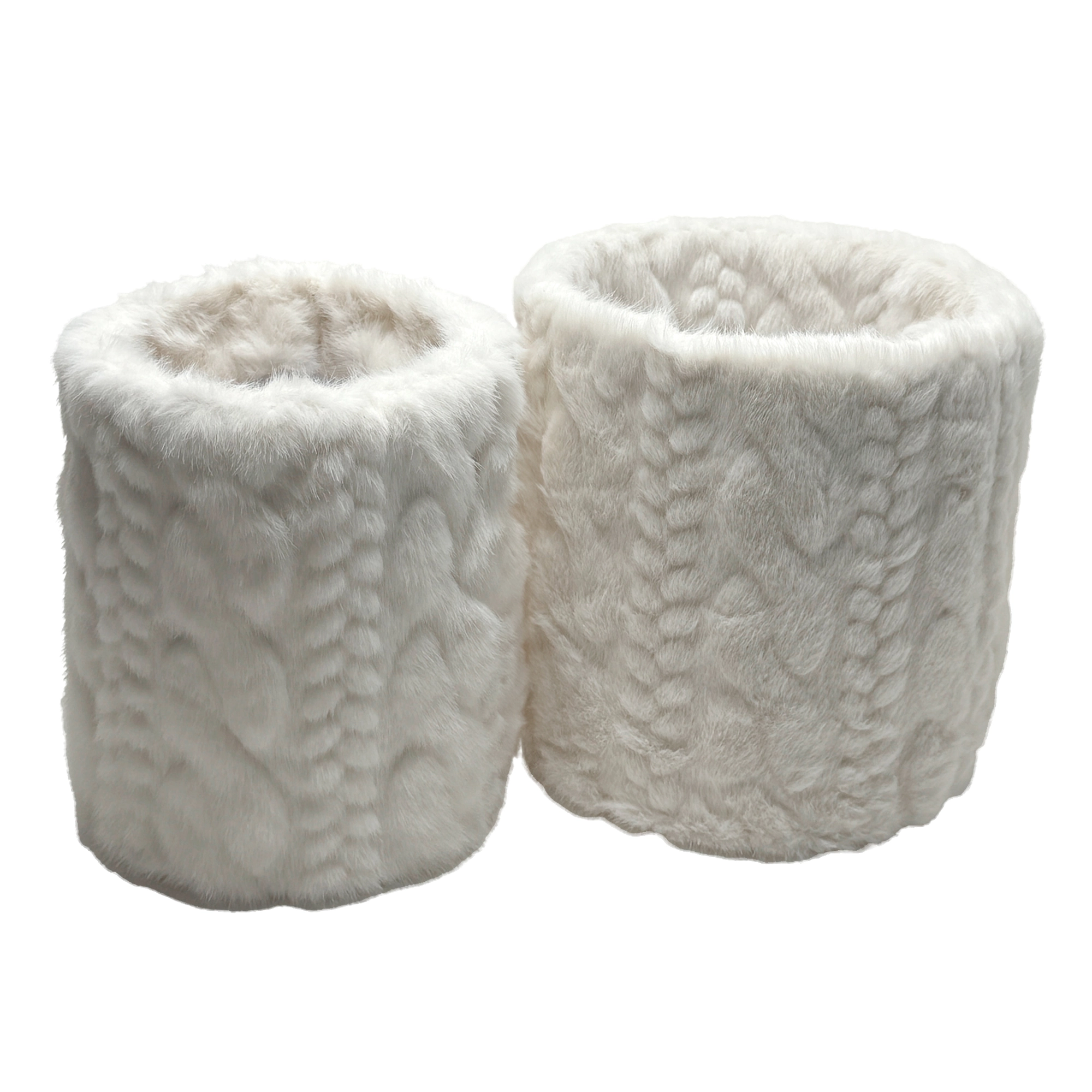 Коробка шляпная (иск. мех), D18,5xH18 см, D14xH17,5 см, набор (2 шт) Белый