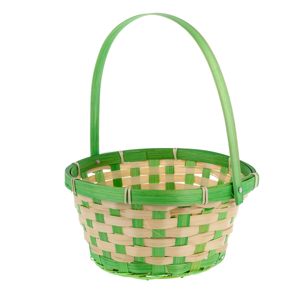 Корзина плетеная "Кант" (бамбук), D21xH10/24 см Зеленый