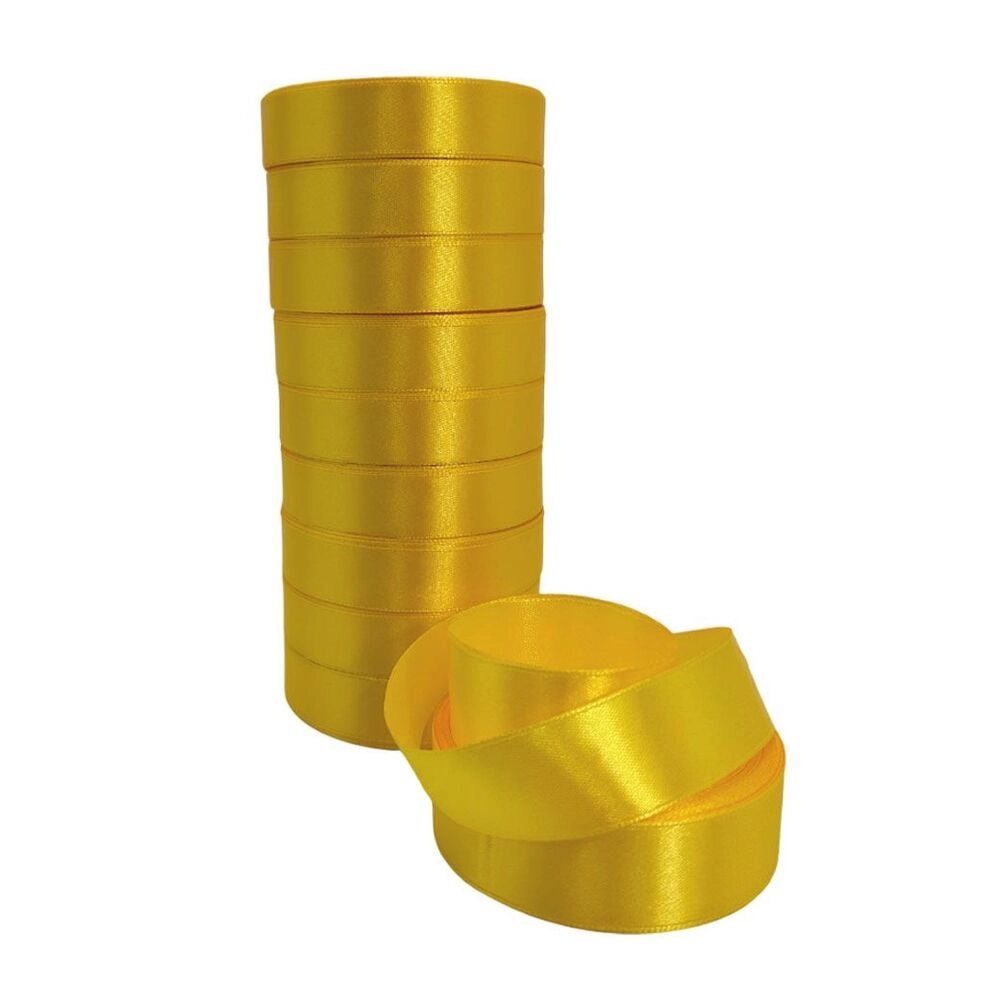 Лента атлас, 20 ммx25 ярд, набор (10 шт) Темно-желтый