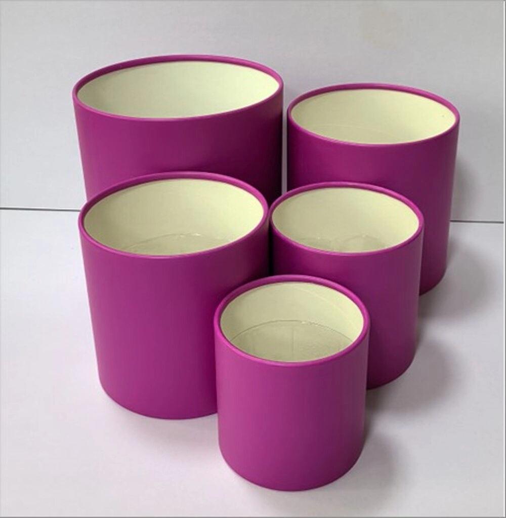 Коробка шляпная, D21xH21 см - D12xH12 см, набор (5 шт), без крышки Пурпурный