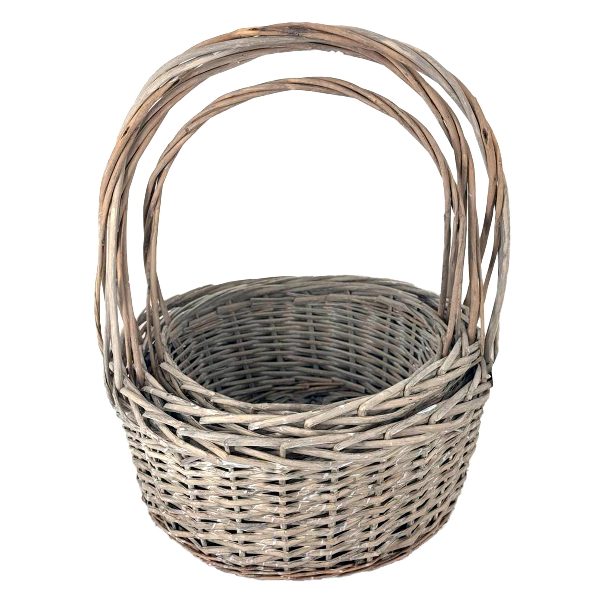 Корзина плетеная (ива), D30xH15/40 см Серый