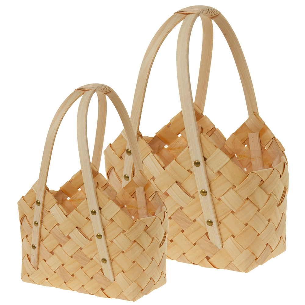 Корзина плетеная (дерево), 30x21xH13/39 см, 22x15xH14/34 см, набор (2 шт) Натуральный