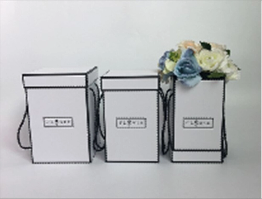 Коробка подарочная "Flower", 17x17xH25 см - 14x14xH23 см, набор (3 шт), с ручкой Белый