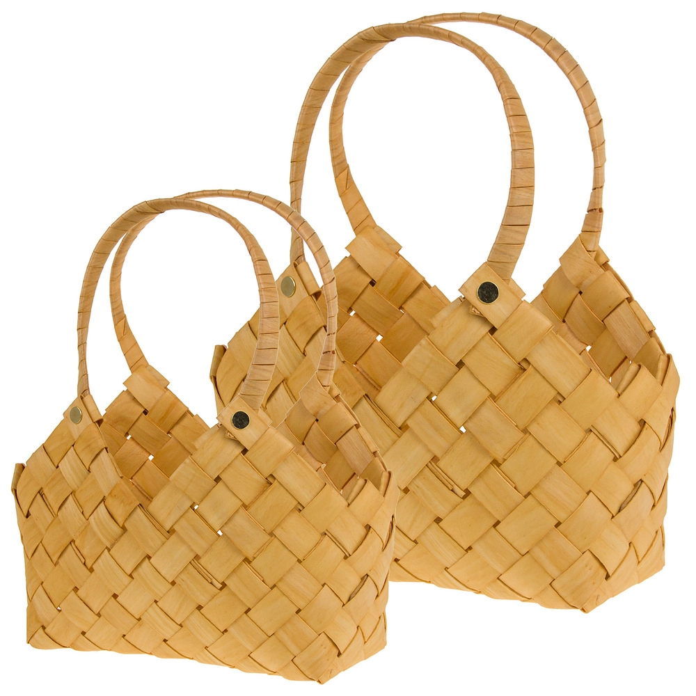 Корзина плетеная (дерево), 31x11xH13/27 см, 24x14xH11/25 см, набор (2 шт) Натуральный