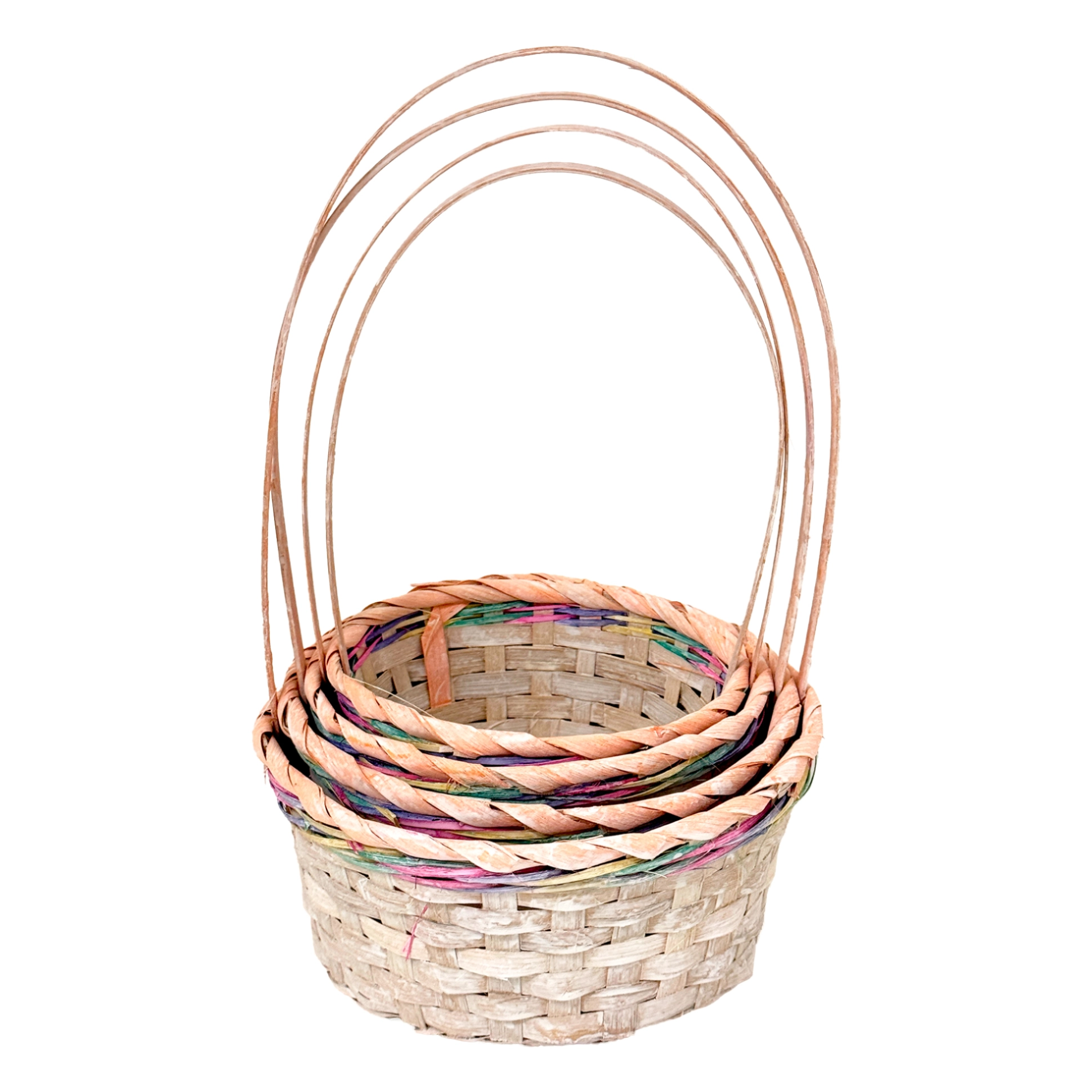 Корзина плетеная "Кант" (бамбук), D17xH9/30 см - D24xH11/35 см, набор (4 шт) Оранжевый