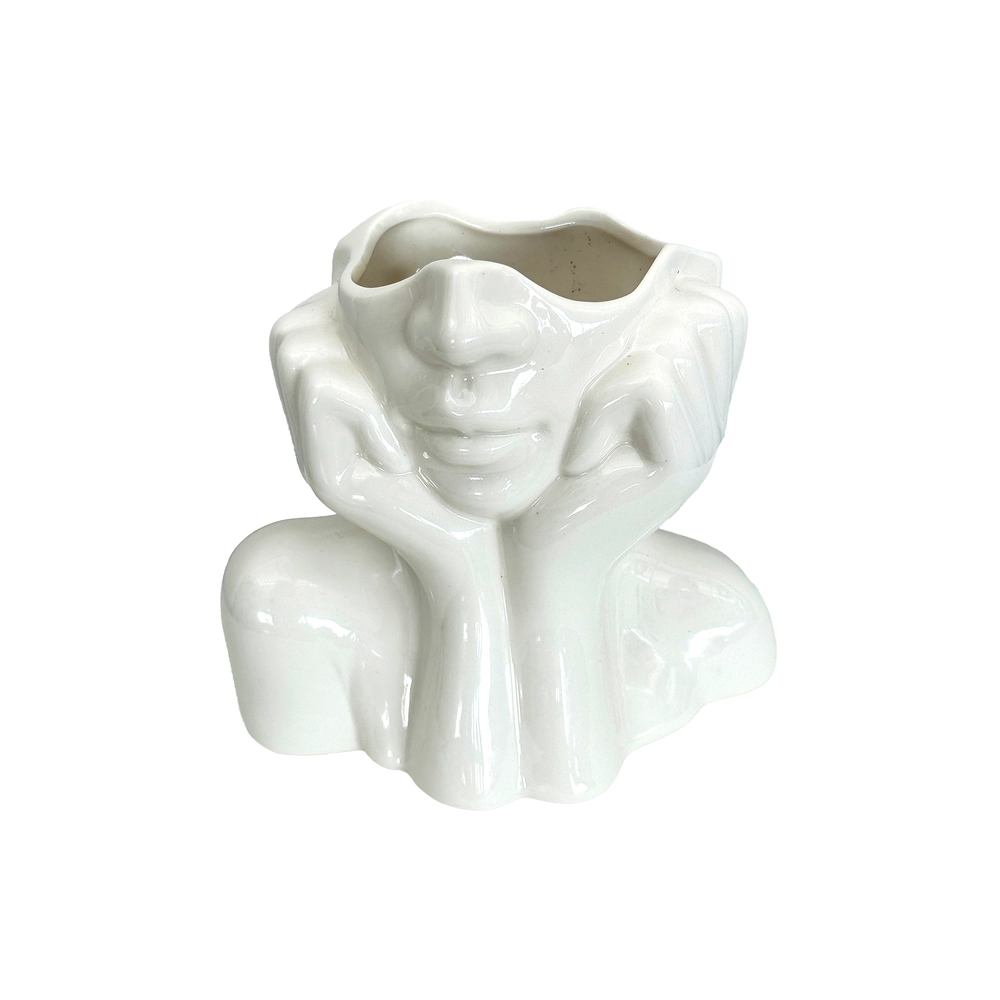 Ваза "Лица" (керамика), 16х10,5хH14,5 см Белый